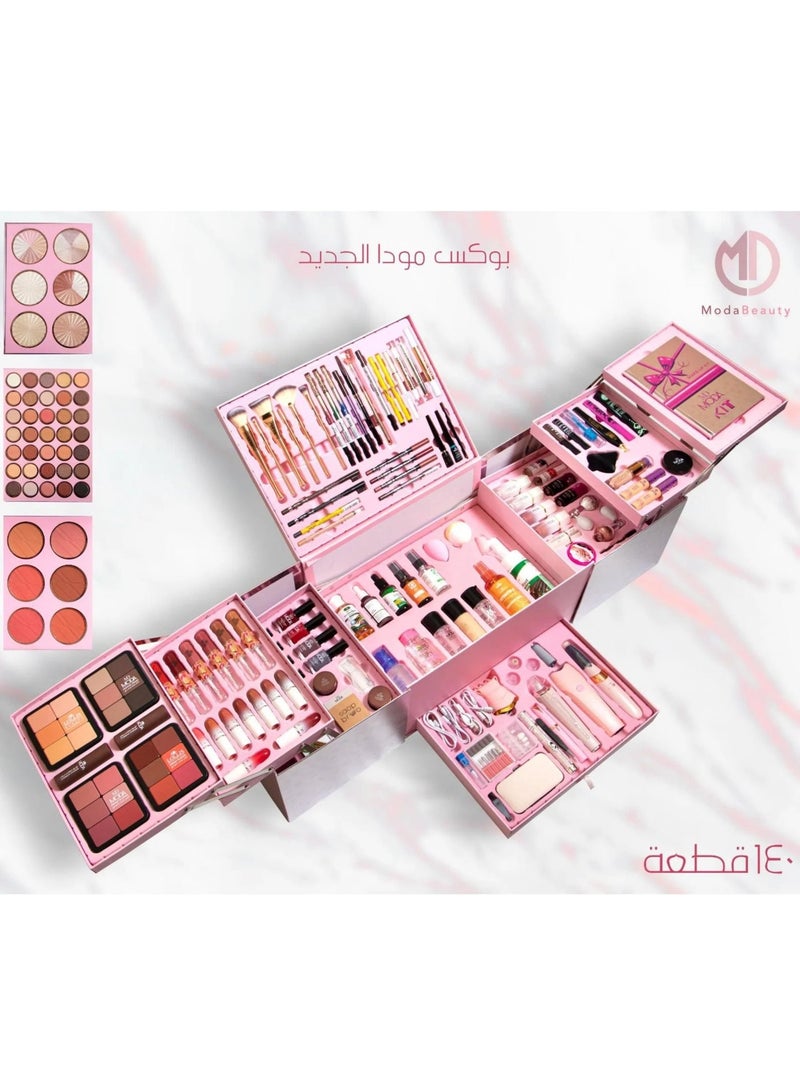 مودا بوكس مكياج مودا بيوتي 140 قطعة كامل – طقم ميكب متكامل مع فرش وأجهزة بديكير - Image 2